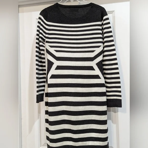 Calvin Klein Long Sleeve Black and White Striped Sweater Dress - Picture 6 of 6